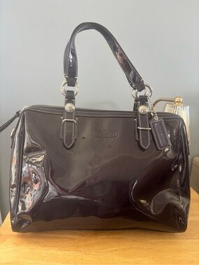 Coach Patent Leather Satchel in Deep purple